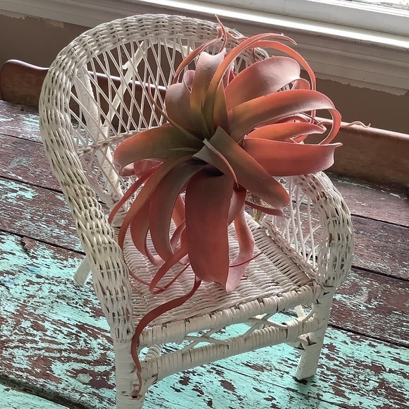 Vintage White Wicker Chair Boho Plant Stand Home Decor - Picture 1 of 9